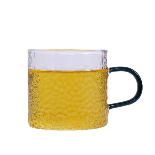 Japanese hammer pattern thickened high borosilicate glass cup with handle small tea cup Kung Fu tea set with handle small tea cup wholesale