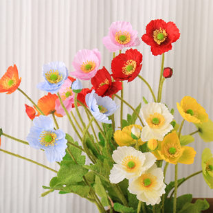 Hot selling artificial artificial flowers, flocked poppy flowers, wedding arrangements, artificial flowers, flower arrangements, poppies, artificial flowers