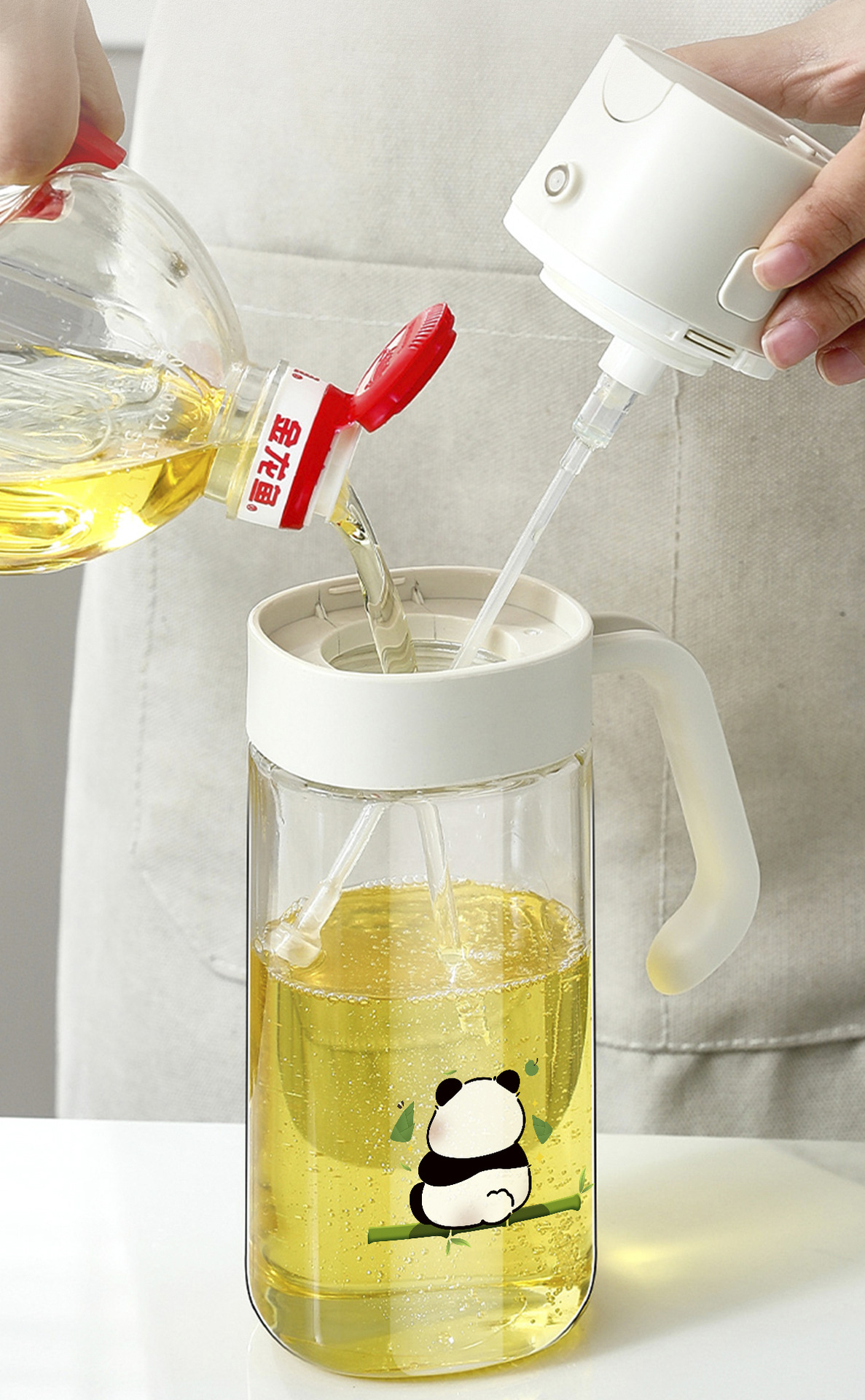 Haushaltssprühflasche und Ausgießflasche Dual-Use-Ölsprühflasche 2-in-1-Ölflasche Küchenhaushalts-Multifunktions-Zerstäuber-Ölsprühflasche zum Kochen Wein Sojasaucenflasche