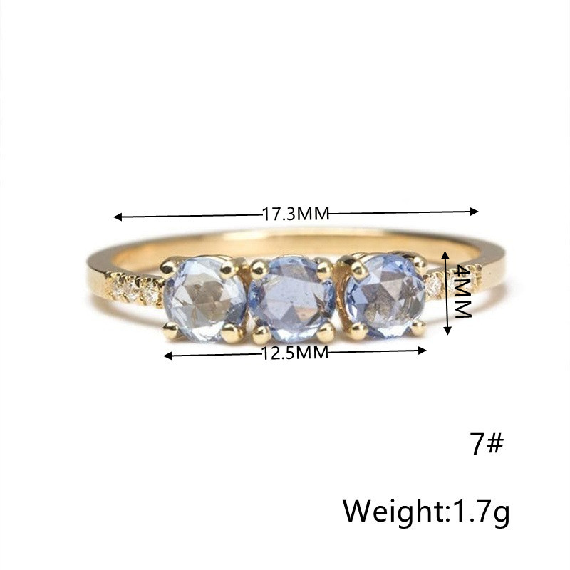 18k Fashion Light Blue Inlaid Zircon Copper Ring Wholesale Nihaojewelry display picture 2