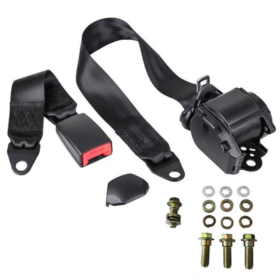 Automatic Retractable Emergency Locking Three-Point Car seat belt - plastic-coated-k345cm-fully-enclosed-webbing-base-matching-british-screws-set-of-4