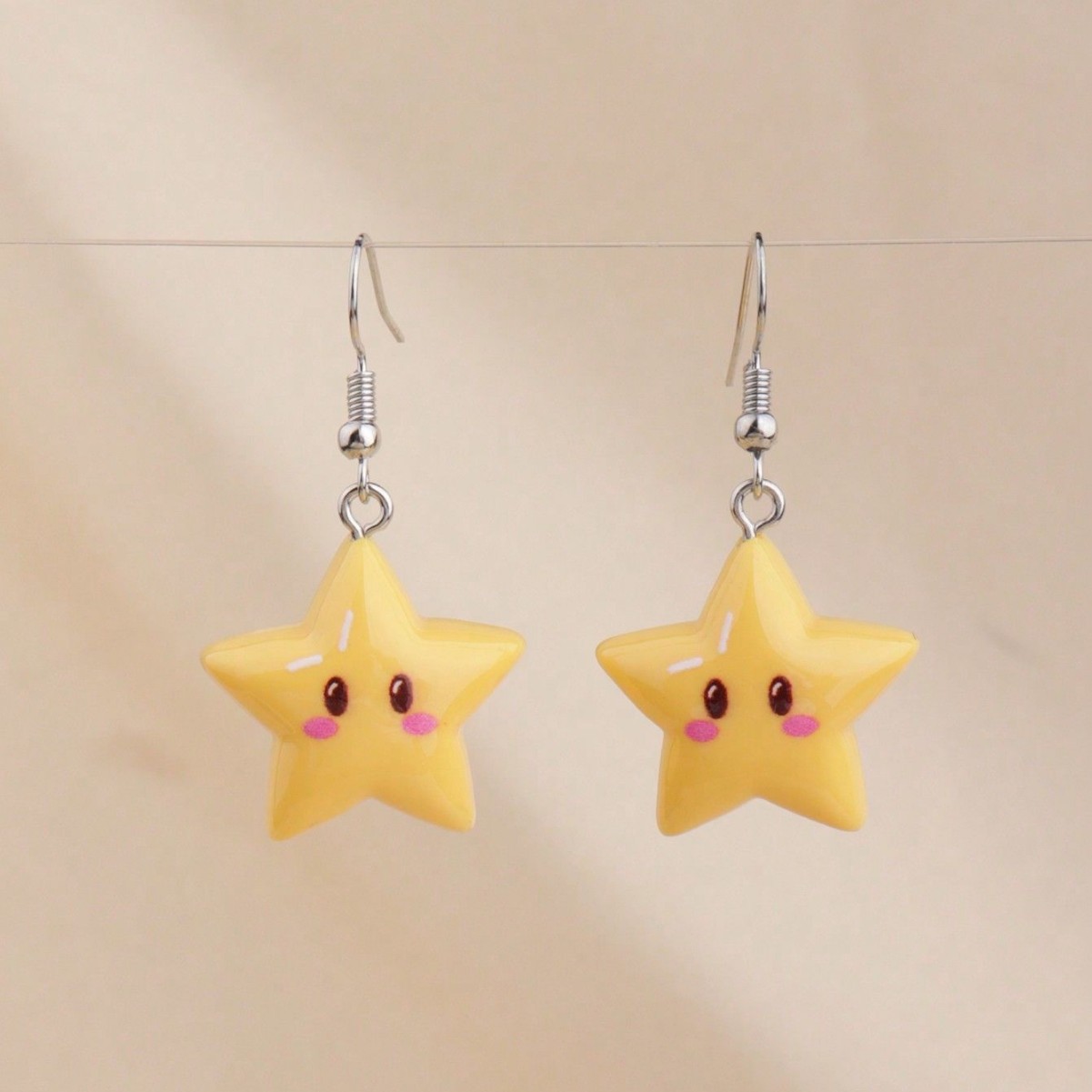 Cute Cartoon Game Mario Pentagram Earrings Cute Accessories Fun Earrings