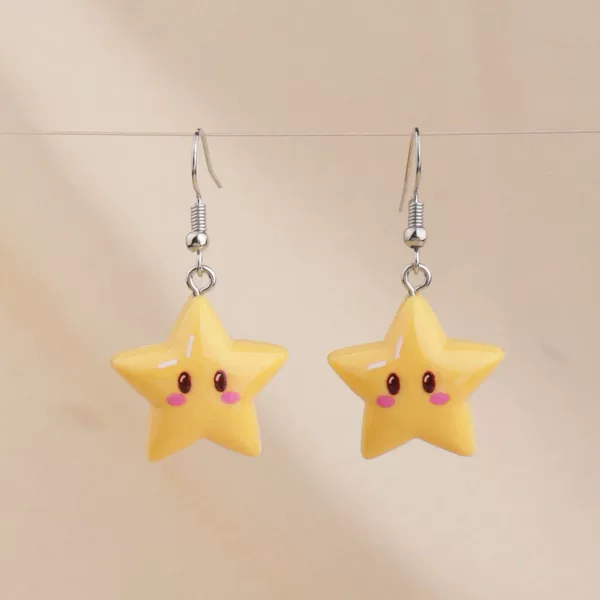 Cute Cartoon Game Mario Pentagram Earrings Cute Accessories Fun Earrings