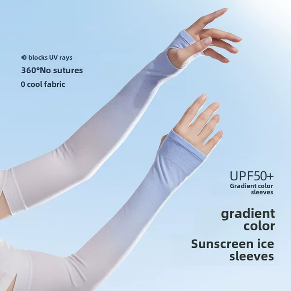 Gradient color sun protection ice sleeve women's summer driving hand sleeve fashion Ice Silk cool feeling outdoor cycling UV protection oversleeve