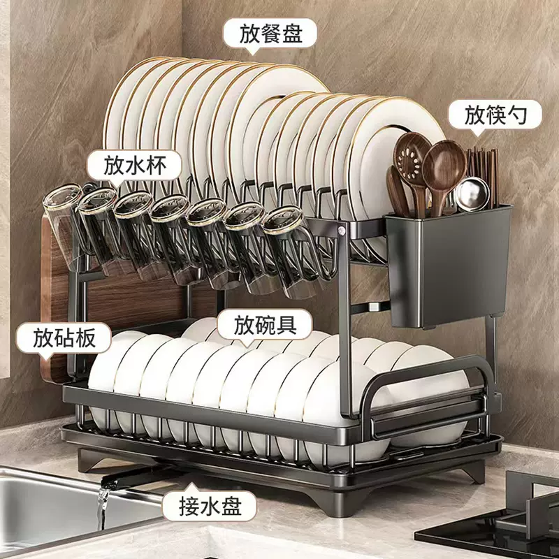 跨境厨房置物架碗碟架盘碗收纳架沥水架家用放碗架碗筷收纳盒碗柜