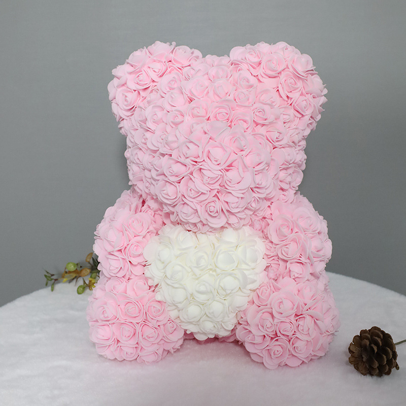 Oso de Rosas Artificiales Transfronterizo, Regalo de Cumpleaños, Regalo del Día de San Valentín Chino, Oso de Flores de PE Hecho a Mano, Producto Terminado