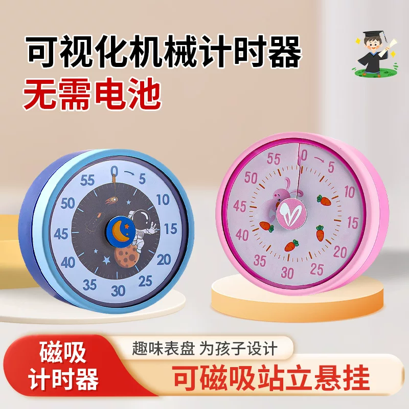 Mechanical Kitchen Timer, Stainless Steel Dial, Silent Battery-Free Visual Timer, Magnetic/Stand Options
