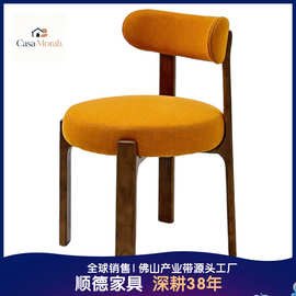 中古风实木餐椅家用简约靠背化妆椅白蜡木胡桃色酒店休闲洽谈椅