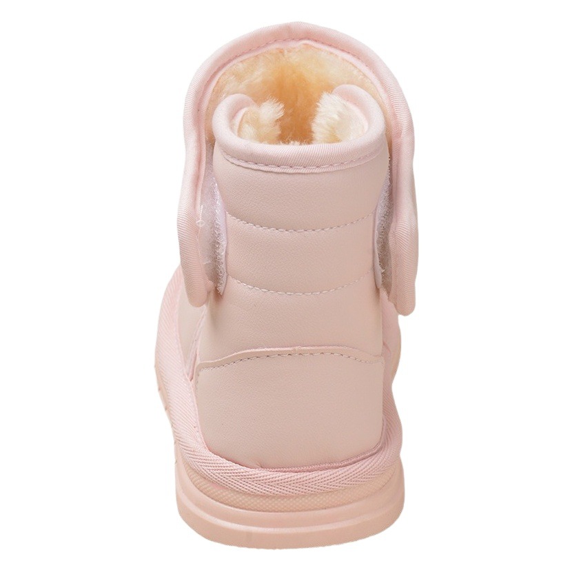 Invierno nuevo estilo para niños pu botas de nieve niño negro casual más botas de algodón de terciopelo tesoro femenino fondo suave zapatos de algodón cálido