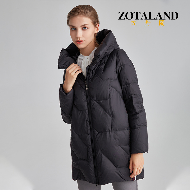 Zodanlan 2021 winter Down Jackets Duck Europe and America Women's wear coat Hooded Mid length version Down Jackets