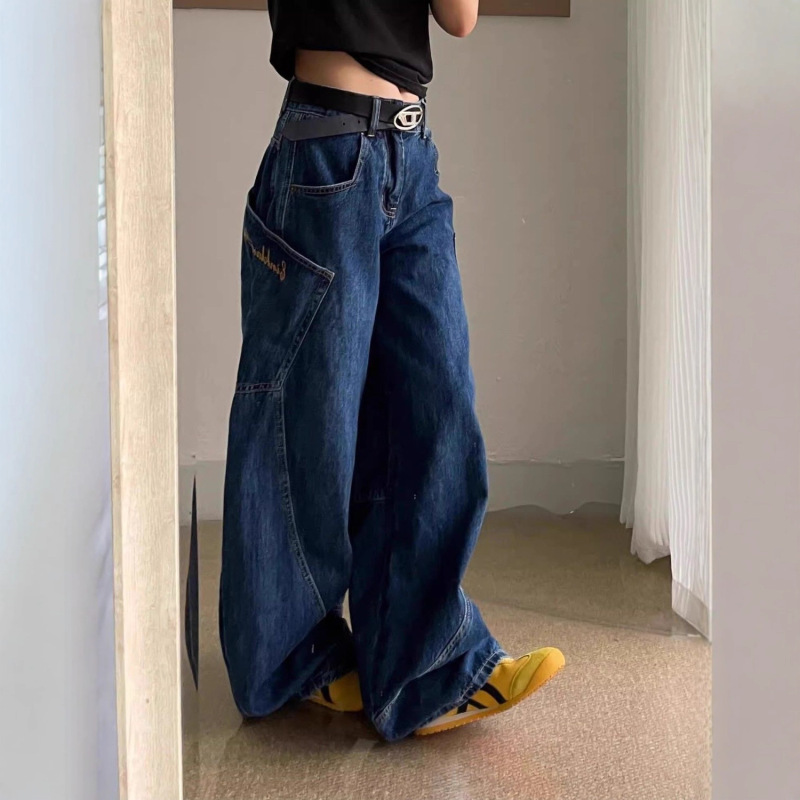 American Retro Patchwork Scythe Jeans for Men and Women, Unique Design Embroidered Sickle Pants, Drapey Wide-Leg Pants, Scythe Style American Retro Patchwork Scythe Jeans for Men and Women, Unique Design Embroidered Sickle Pants, Drapey Wide-Leg Pants, Scythe Style