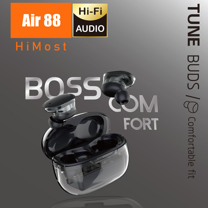 air88 Cross-border Transparent True Wireless Bluetooth Air Dual-ear Noise-cancelling Long-lasting Sports Earphones_voghion.com