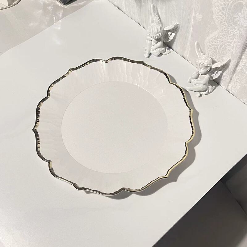 European Style Imitation Ceramic Wedding Hotel Party Bronzing Edge Craft Decoration Plastic Fruit Plate Gold Glitter High Style European Style Imitation Ceramic Wedding Hotel Party Bronzing Edge Craft Decoration Plastic Fruit Plate Gold Glitter High Style