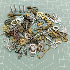 手作り diy 木製ブロックロボットアクセサリーネジギアポインターキーホルダーネックレスペンダントパンク素材