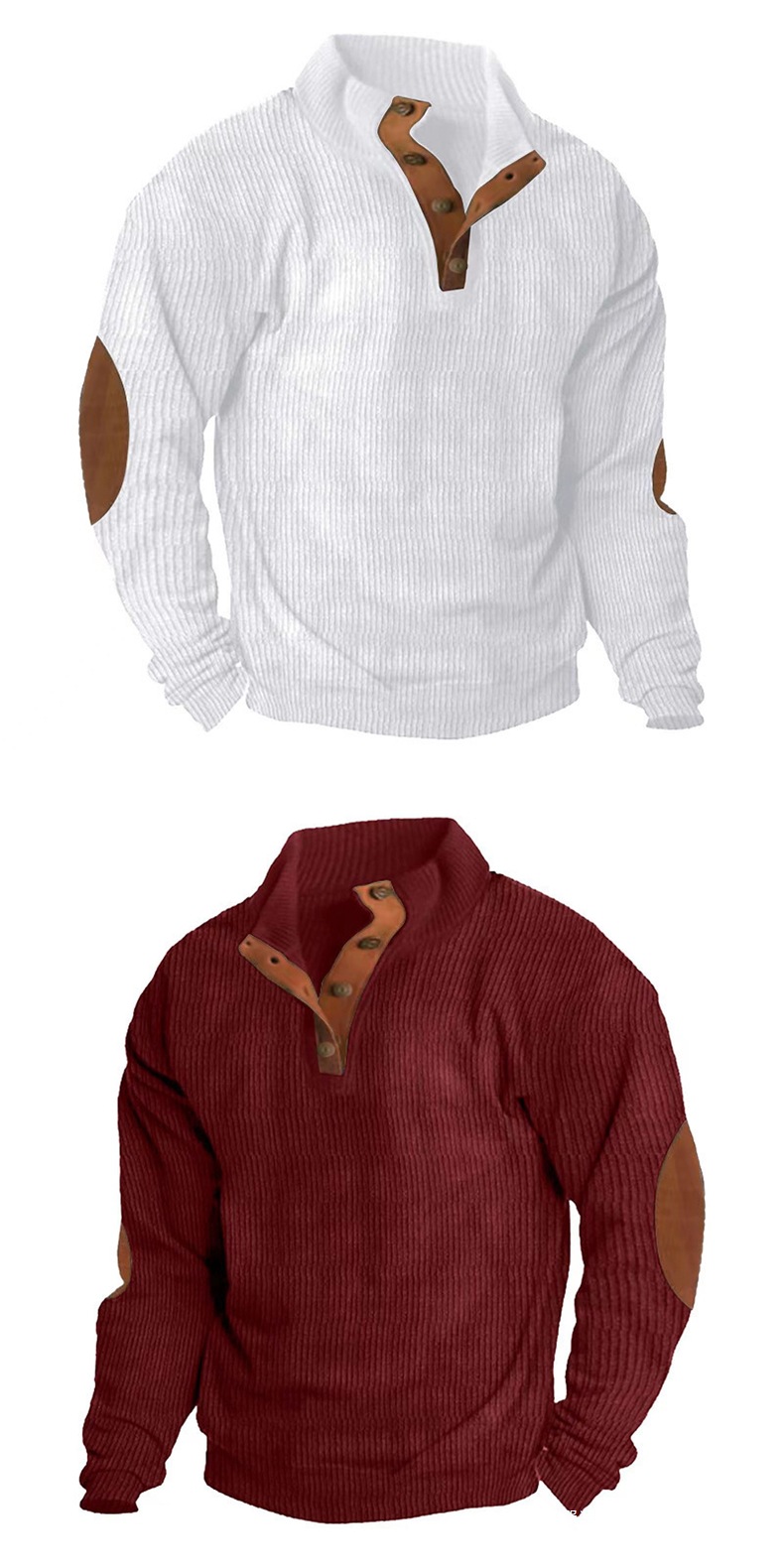 Corduroy Patchwork Shirt Jacket For Men Vintage Casual Style_voghion.com