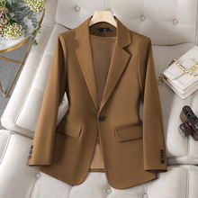 跨境咖色小西装外套女小个子短款春季新款高级感气质休闲西服上衣