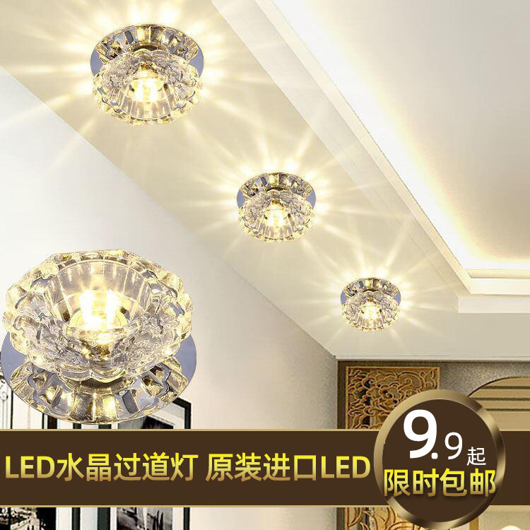 LED crystal corridor lights, hallway lights, entryway lights, ceiling lights, spotlights, ceiling-mounted lights, 3W 5W downlights, bullseye lights, hole lights