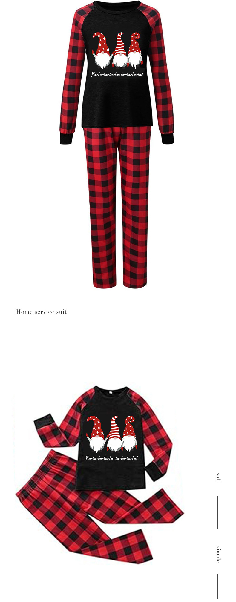 Ropa interior y ropa de dormir Atmósfera navideña Traje para padres e hijos estilo hogar Traje para padres e hijos con sombrero Traje para el hogar con estampado de Papá Noel_voghion.com