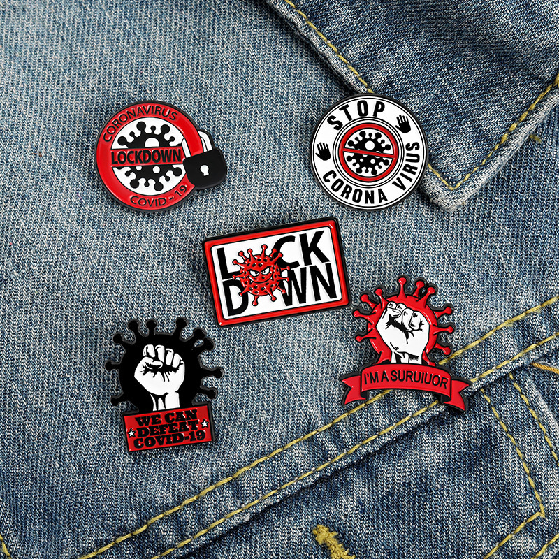 Foreign trade Selling Jewelry originality Virus letter modelling badge Stay away from viruses Fist Brooch Jewelry wholesale