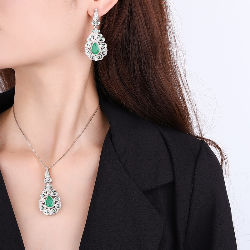 Zhuang Sheng joyería fondo de cobre chapado en oro simulación abuela Palacio Verde estilo retro traje femenino piedra principal 8*12