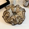 8# double layer beige floral black edge 16cm large intestine hair tie