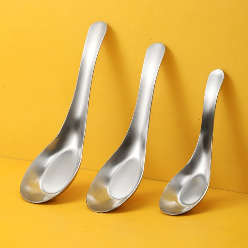 Ложка из нержавеющей стали 304, ретро-ложка в китайском стиле с плоским дном, не скользит, ложка-лодочка, утолщенная бытовая ложка, ложка для супа и риса, оптом