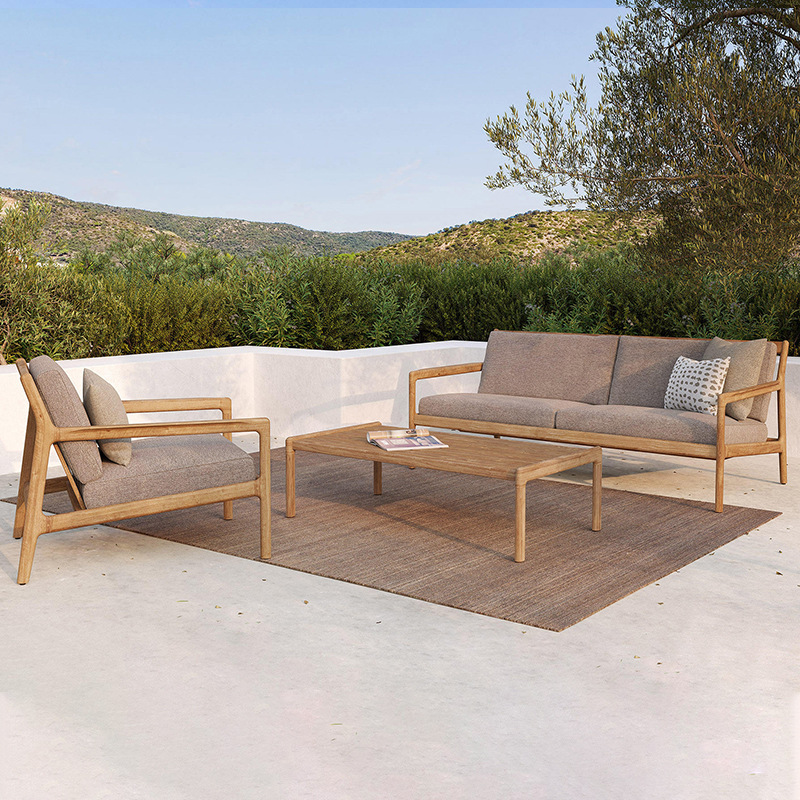 Sofá de teca para exteriores, muebles resistentes a la lluvia para jardín, patio, balcón, terraza de villa, conjunto de sofás de madera maciza para ocio.
