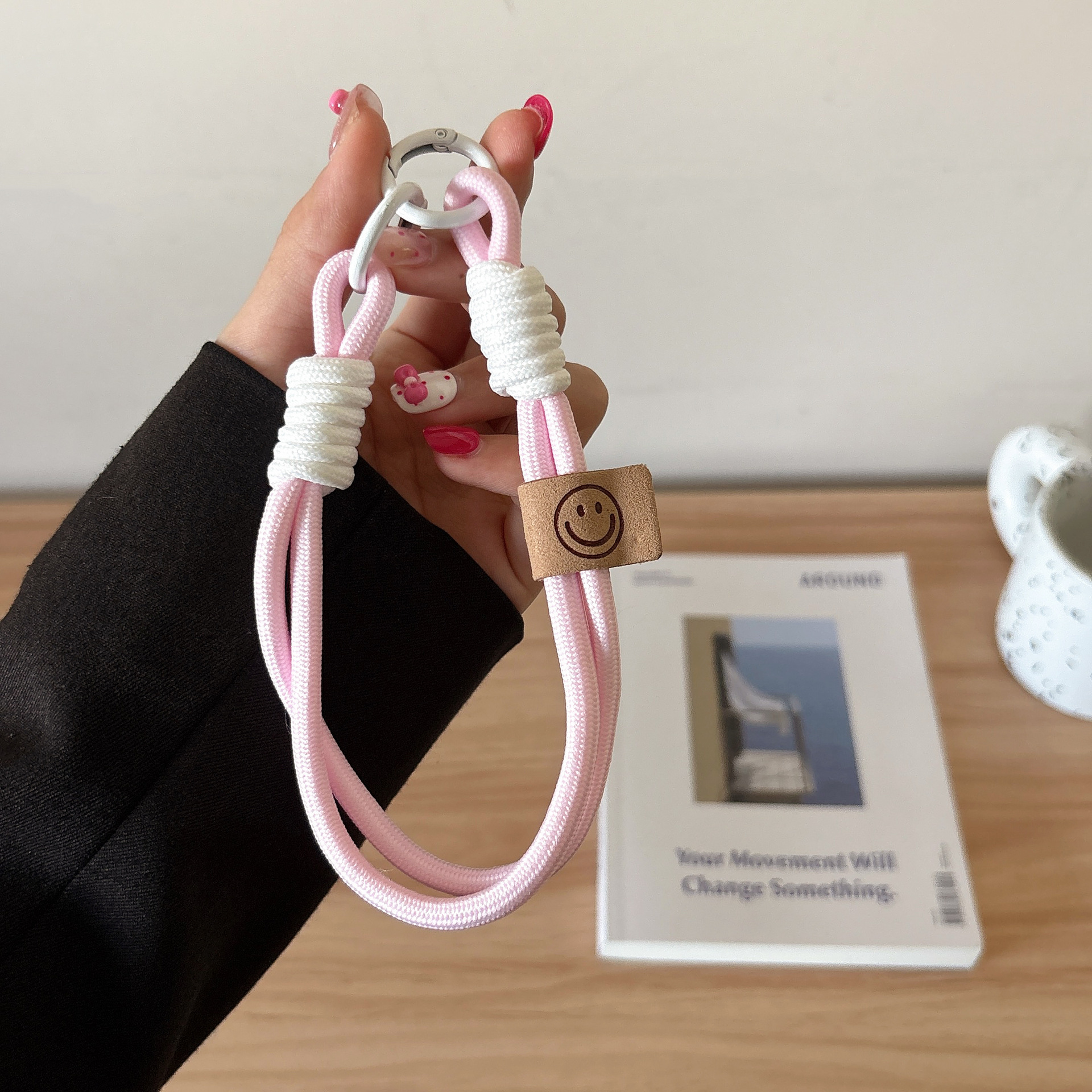 Double ring smiley-light pink