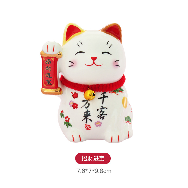 Estilo japonés lingote de oro gato de la suerte pequeña decoración de cerámica regalo de apertura cajero casa entrada sala de estar decoración de escritorio
