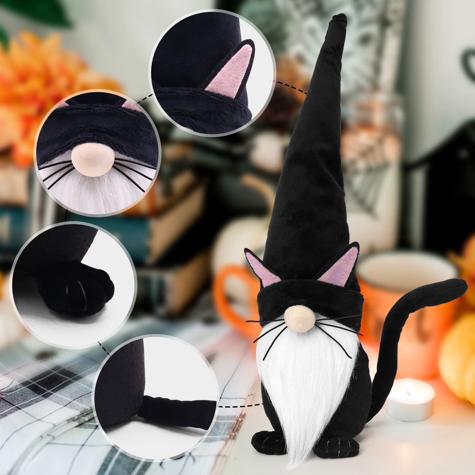 Transfronteriza decoraciones de Halloween enano muñeca sin rostro gato muñeca decoración Halloween fiesta atmósfera Accesorios