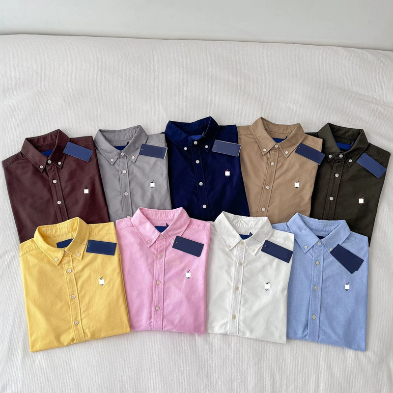 Scan the Qr Code for Top Quality [Solid Color Oxford Shirt] Rl Ralph Lauren Classic Embroidered Shirt Original Factory Product