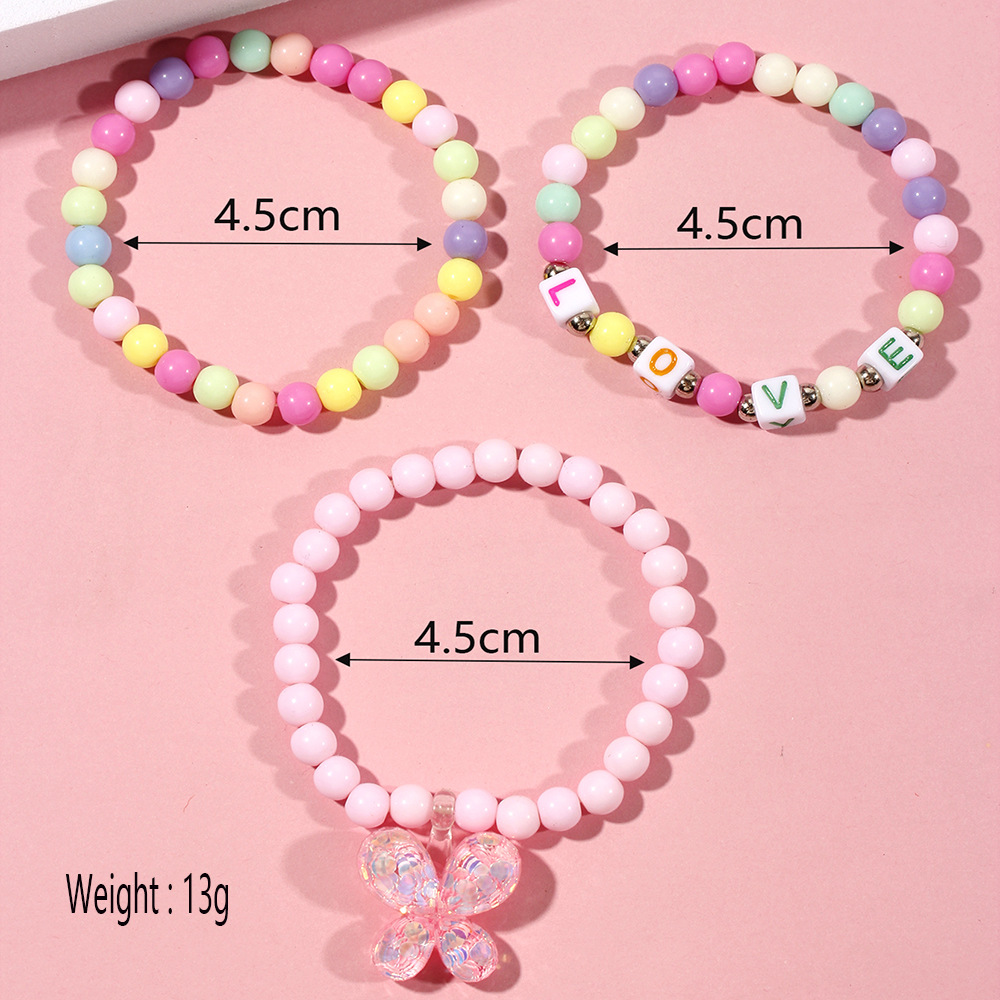 fashion Acrylic colorful Beaded Sequined Butterfly Bracelet Set
