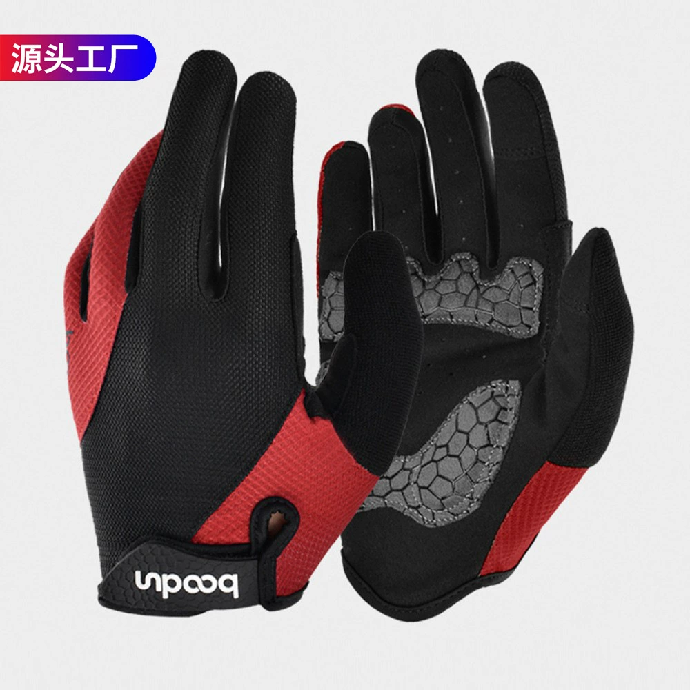 Фабрика прямые велосипедные перчатки открытый Велоспорт защитная накладка трехцветный длинный палец Сенсорный экран амортизация велосипедные перчатки