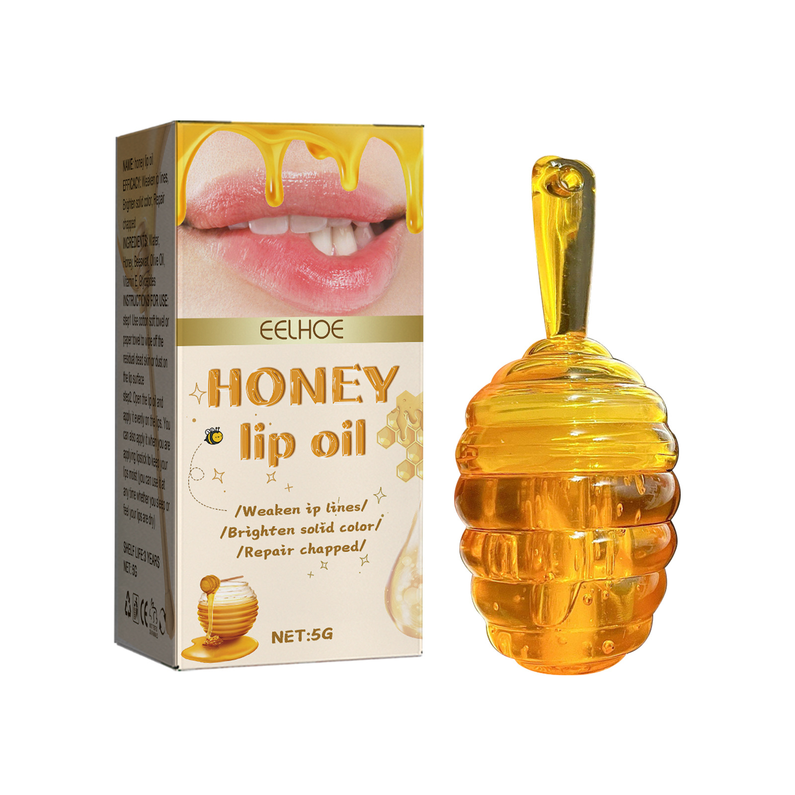 EELHOE Honey to Lighten Lines, Prevent Dry Cracks, Skin Peeling, Lips, Moisturize, and Protect Lip Oil_voghion.com