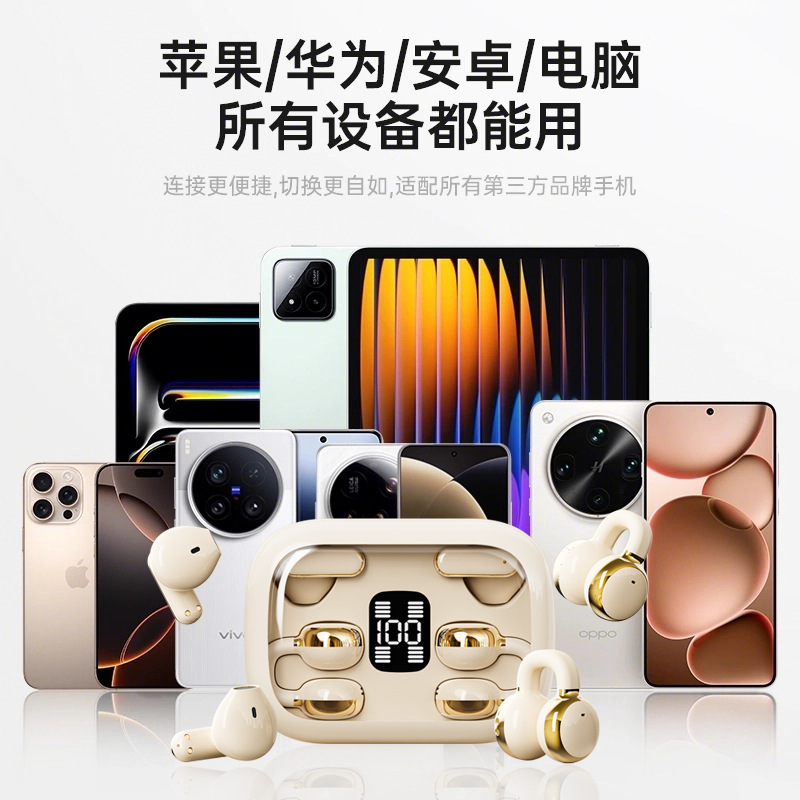 蓝牙耳机2025新款无线耳夹式不入耳骨传导两对二合一高音质长续航|undefined