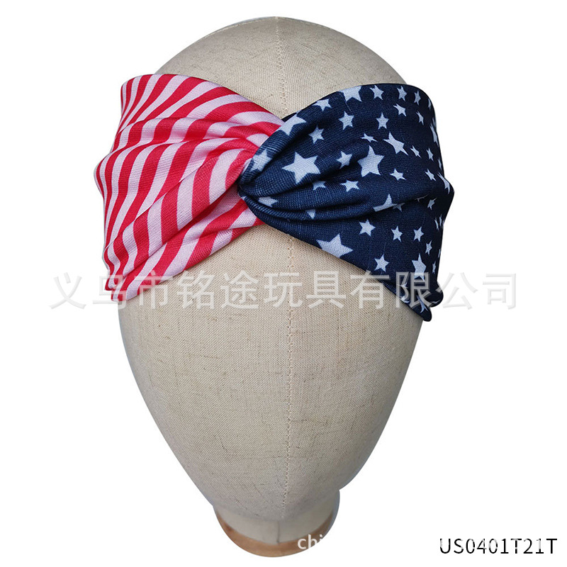 Nuevo traje del Día de la Independencia de los Estados Unidos para hombres y mujeres pulseras deportivas diadema decoración de fiesta diadema diadema del Día de la Independencia accesorios para el cabello