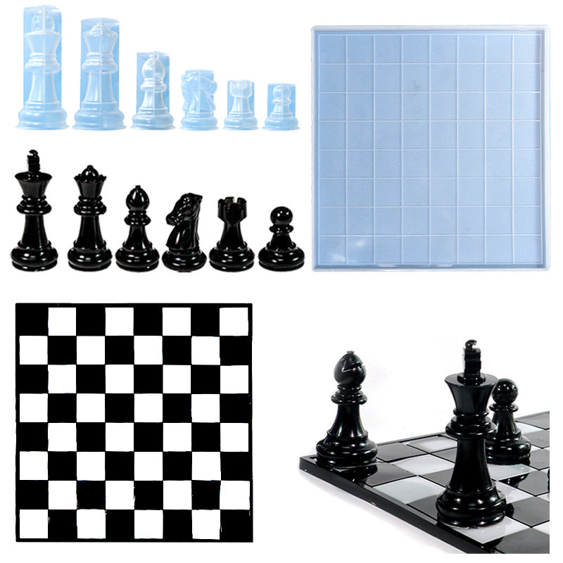 DIY Resin Mold for 3D Chess Pieces, Silicone Mold for Mirror Surface Resin Ornaments, Cross-Border DIY Resin Mold for 3D Chess Pieces, Silicone Mold for Mirror Surface Resin Ornaments, Cross-Border