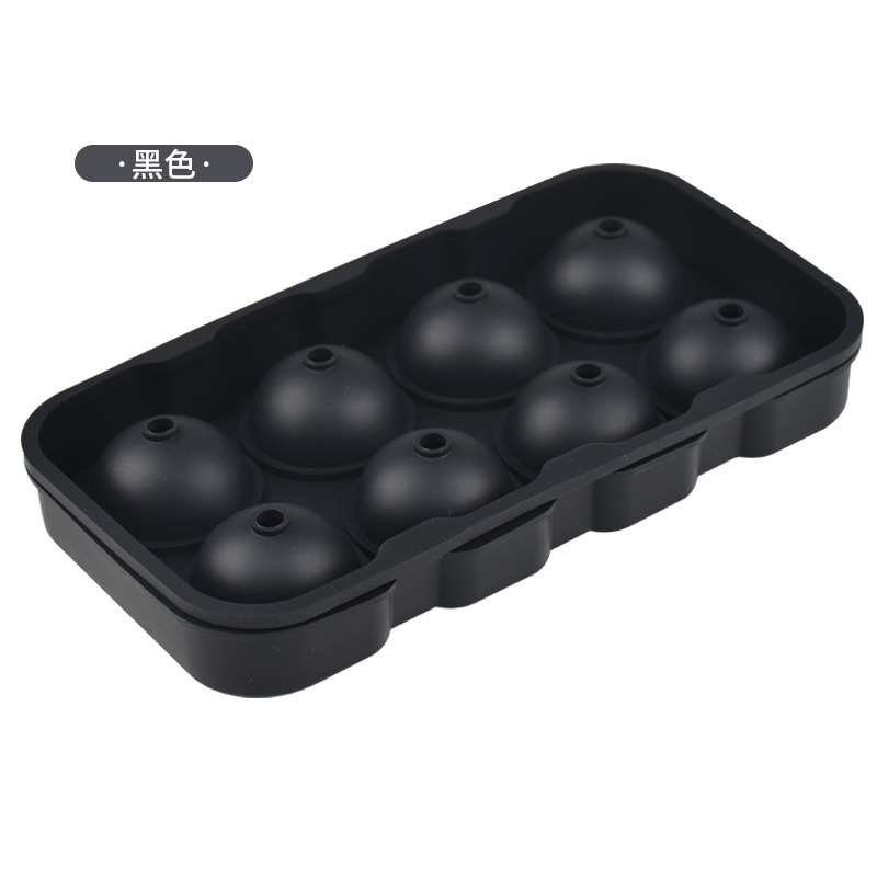 Amazon Venta caliente 8-pieza hielo hockey molde verano hogar comercial silicona 8-agujero ronda bandeja de hielo cubo de hielo congelado