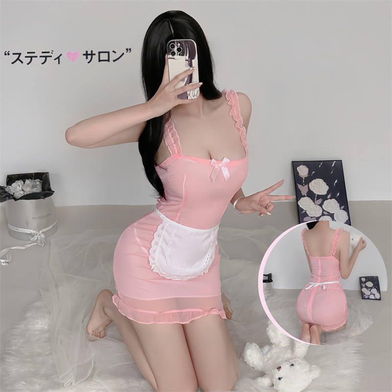 Lencería sexy japonesa inocente pequeña sirvienta linda cosplay sexy perspectiva traje de honda femenino cabello