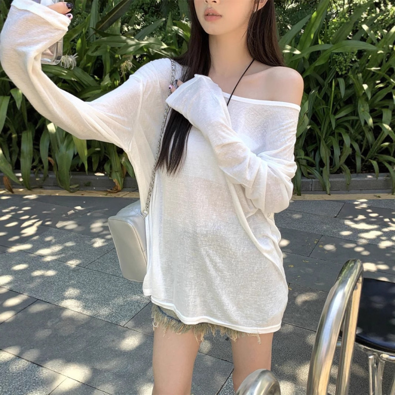 旅游度假空气感雪纺防晒衣女2025夏季新款辣妹长袖T恤微透罩衫潮|undefined