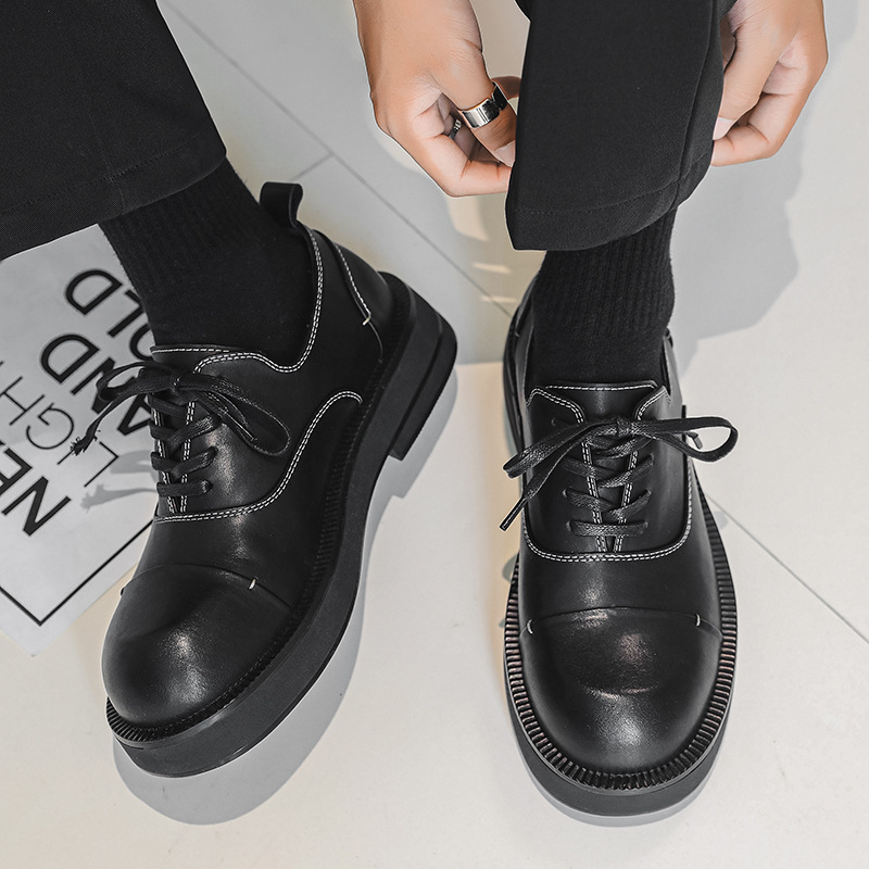 Triple joint leather business dress, breathable men's suit, derby height increase, wedding groom shoes, 88830_voghion.com