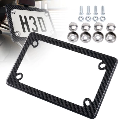 Motorcycle License Plate Frame Carbon Fiber License Plate Frame Dry Carbon Electric Vehicle Us Standard License Plate Holder Real Carbon Modification Supplies Cross-Border