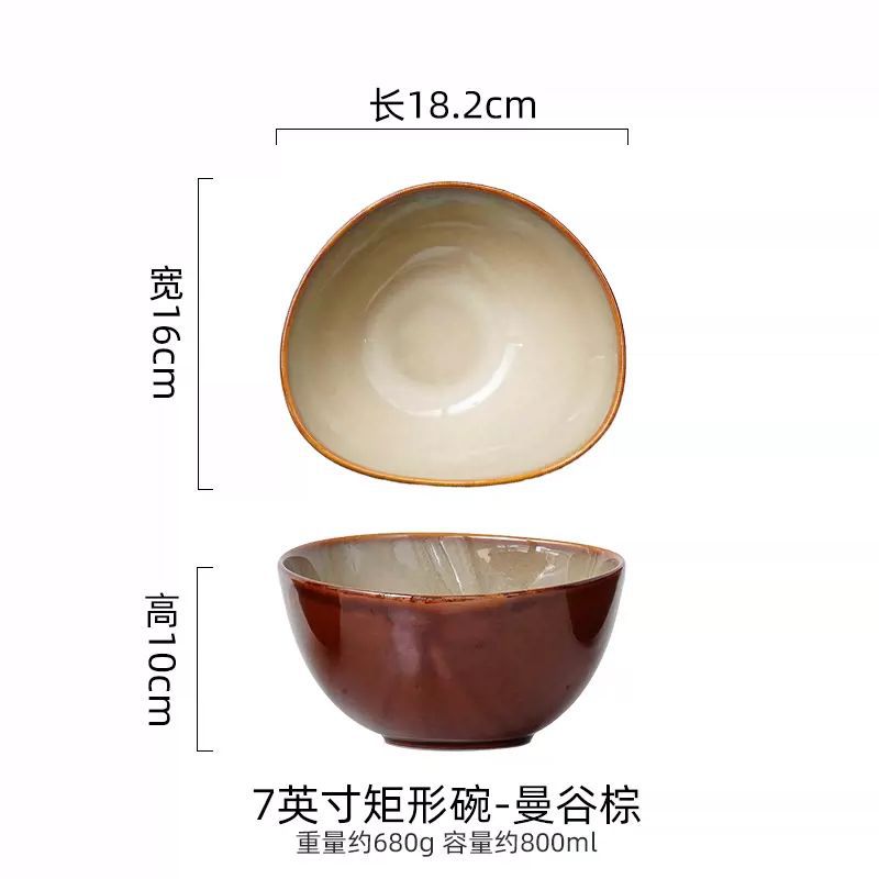 Cuencos de sopa de color europeo de color esmalte transfronterizo cuencos de arroz irregulares de cerámica cuencos de ensalada de frutas cuencos de ramen grandes