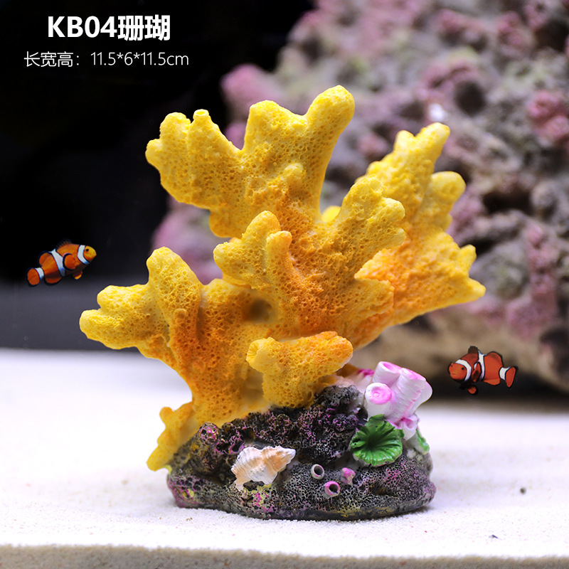 Simulación de árbol de coral falso, pequeña pecera, paisajismo, paquete completo, decoración de rocalla, tanque de agua, paisaje, agua, pasto, peces y camarones, casa de refugio