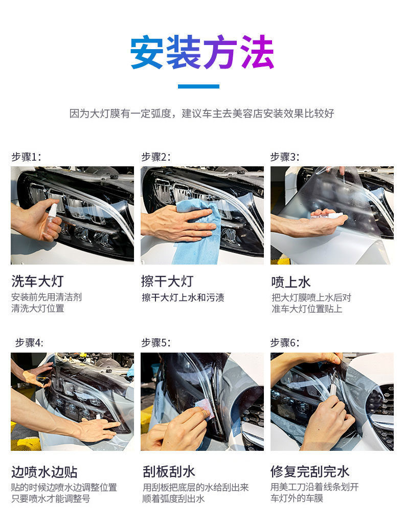 Suitable for Car Tpu Headlight Blackened Translucent Film Tph Light Black Rear Tail Light Film Protective Repair Anti-Mark Car Lights