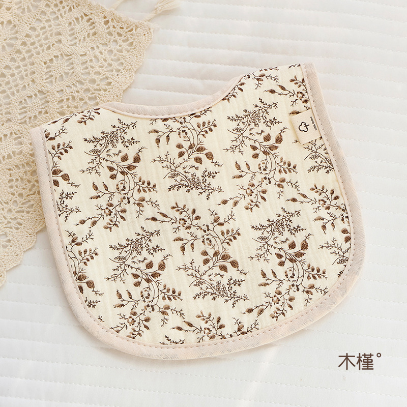 Seis capas de gasa de algodón babero en forma de U toalla de saliva para niños babero para comer para bebés babero anti-escupir para bebés