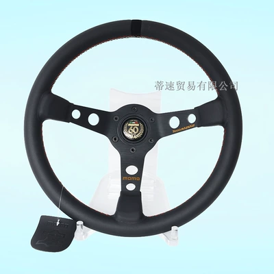 Factory Direct Sale Momo 14inch Concave 60Th Anniversary Genuine Leather Suede Racing Steering Wheel Universal (Steering wheel) - 14inch-leather-steering-wheel