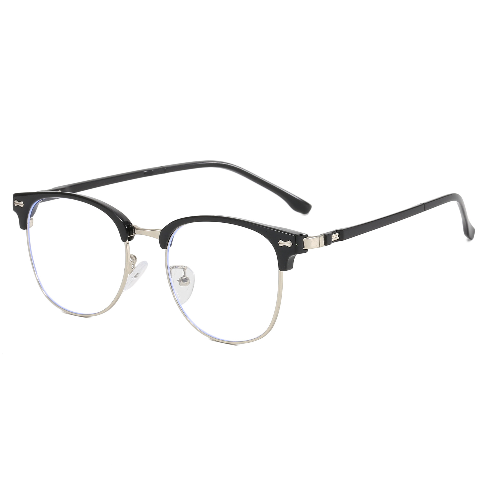 2024 nuevo retro cuadrado metal medio marco negocio anti-azul luz gafas hombres simple ultra-ligero miopía marco gafas