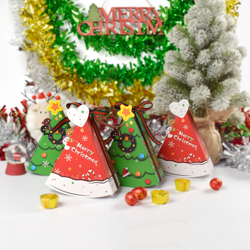 クリスマスクリスマスツリー造形カラーギフト包装箱スポット創造三角形立体キャンディー包装箱|undefined