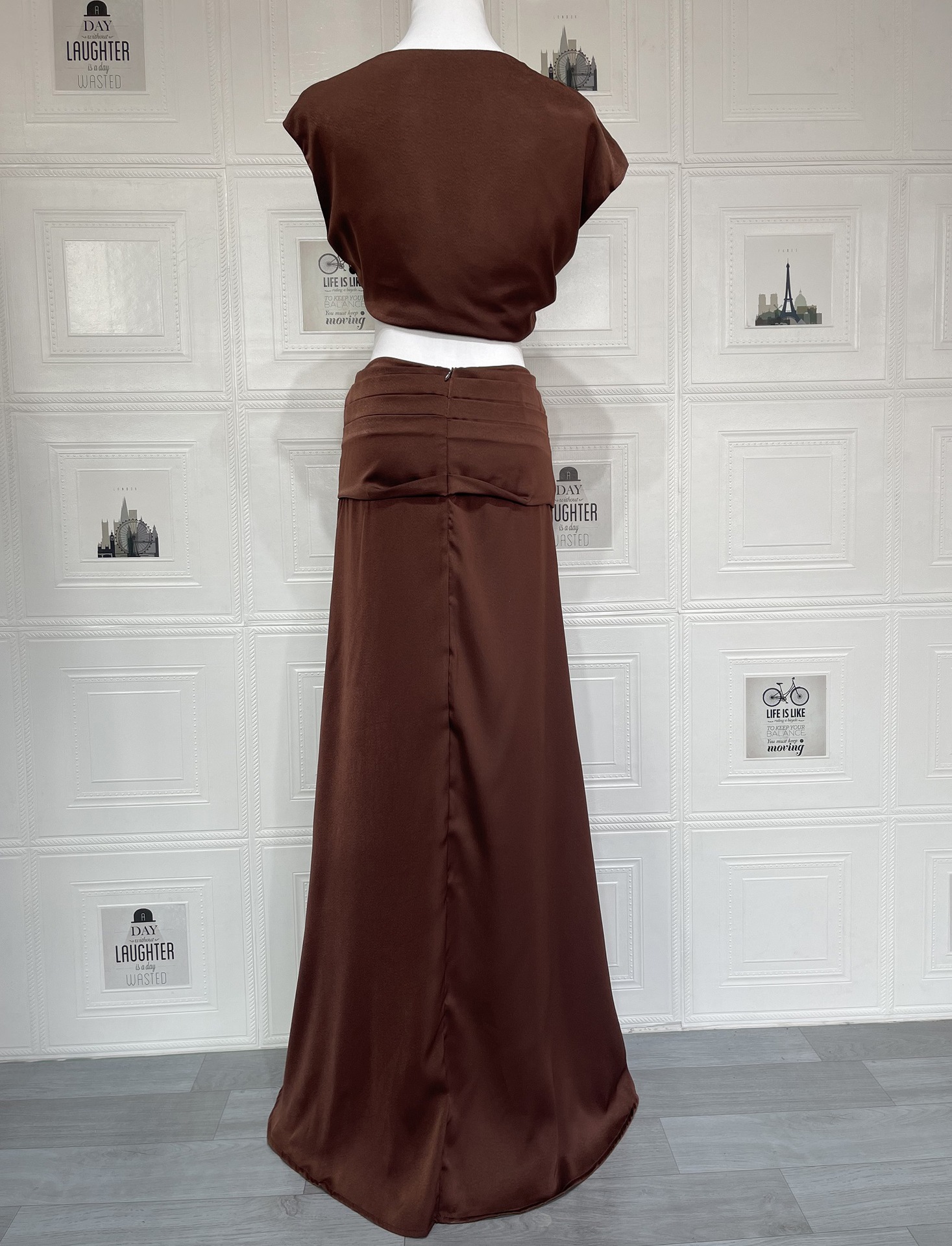 Sexy Geometric Panel Two-Piece Dress Set, Ruched Bustier Top With Asymmetrical Skirt For Women Fashion-Forward Two-Piece Set_ecoleips.com